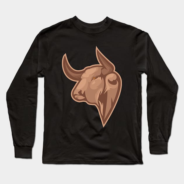 Sturdy Buffalo Head Design Long Sleeve T-Shirt by Rachmattt